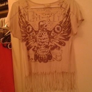SALE! Vintage Daytrip brown bird front top and tassels at the bottom